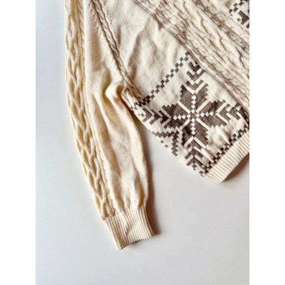 DALE OF NORWAY Karmoy Ivory 100% Wool Cable Knit Snowflake Sweater, Size S - Picture 7 of 15